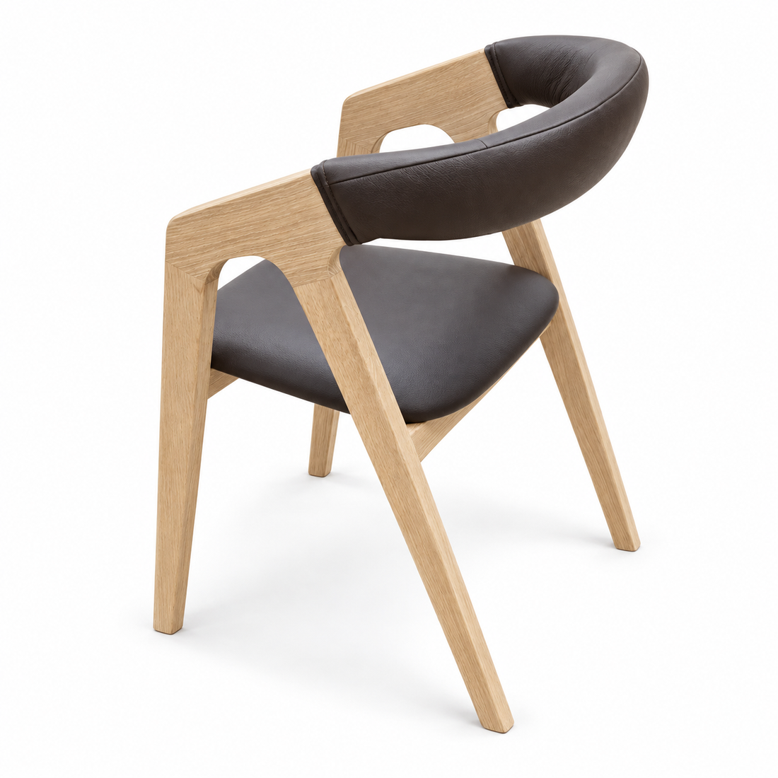 Julia Oak Dining Chair Dark Grey Leather seat - 4 chairs