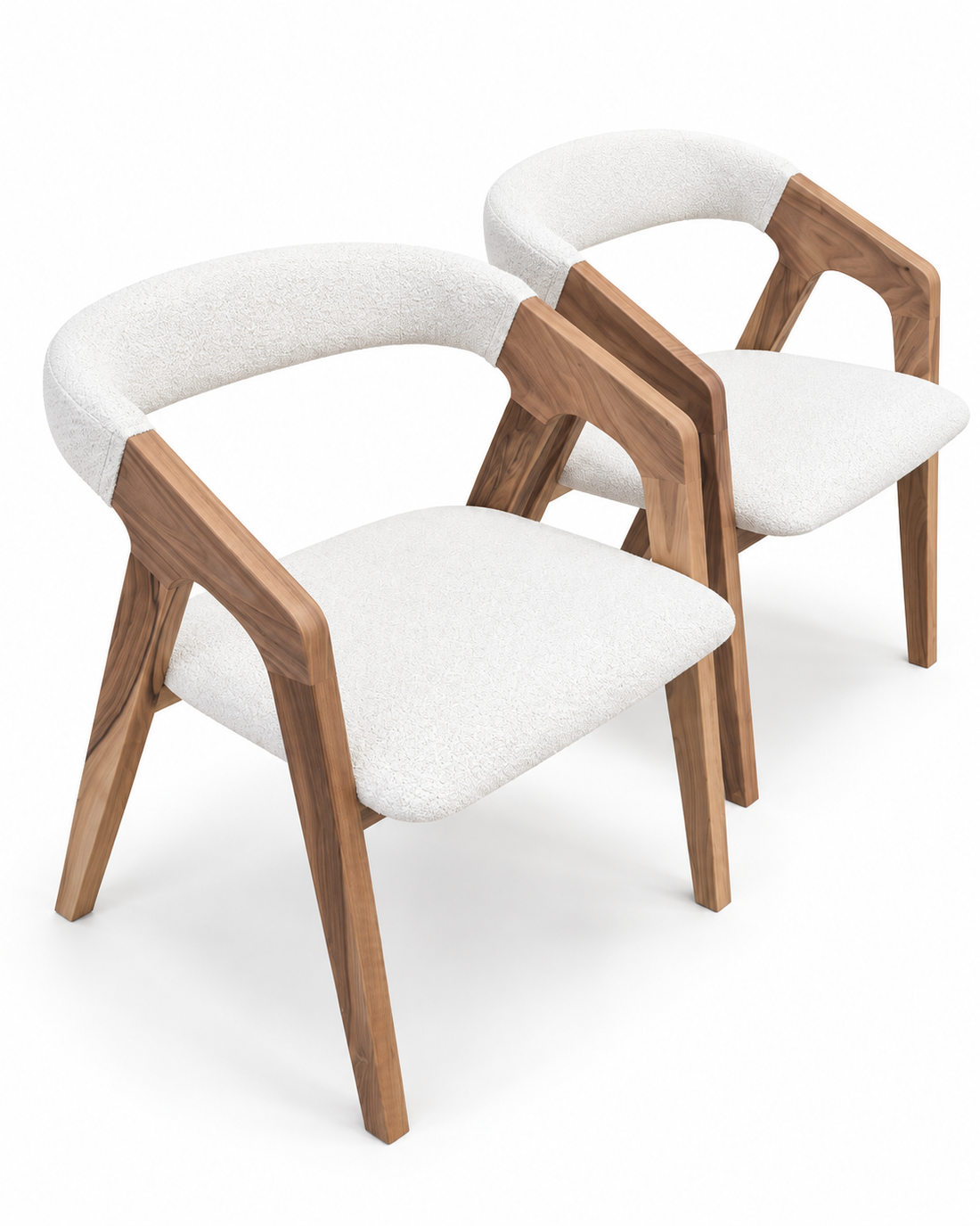 Julia Walnut Dining Chair White Fabric Seat - 2 chairs