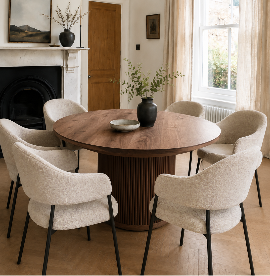 Chiara Extendable Walnut Round Dining Table