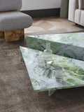 Triangular Marble Coffee Table, Set of 2, Sharp Calacatta Viola Grigio Fantastica Gris Ice Blue Mare Spider Blue Green Abbey