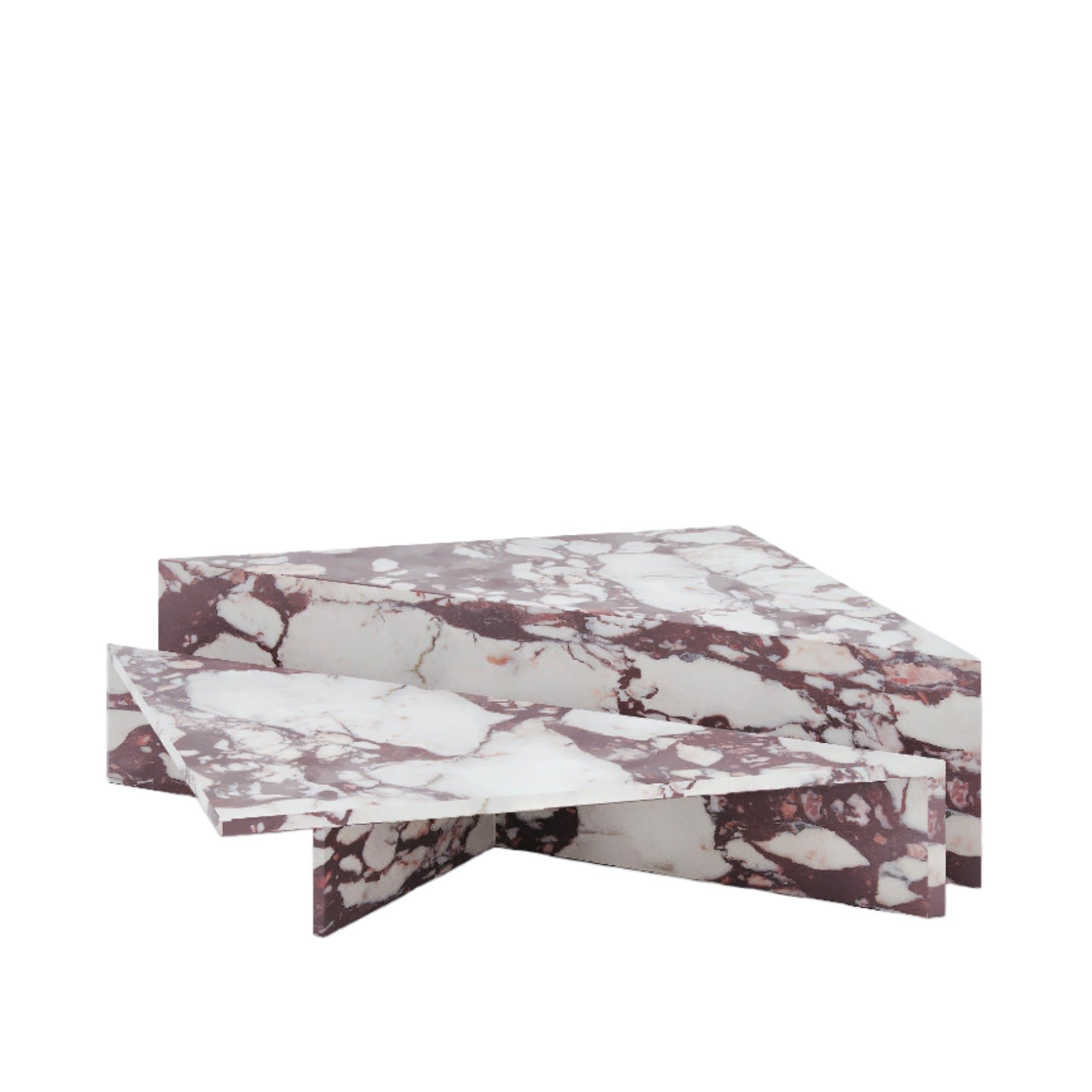 Triangular Marble Coffee Table, Set of 2, Sharp Calacatta Viola Grigio Fantastica Gris Ice Blue Mare Spider Blue Green Abbey