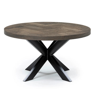 Table basse ronde en chêne charbon à chevrons Astrid | S10Home