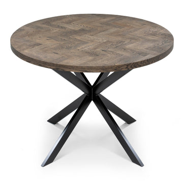 Astrid Ausziehbarer runder Heringbone-Esstisch ausziehbar in Charcoal von S10Home