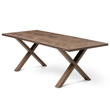 Table de salle à manger extensible à chevrons Astrid en chêne chocolat | S10Home