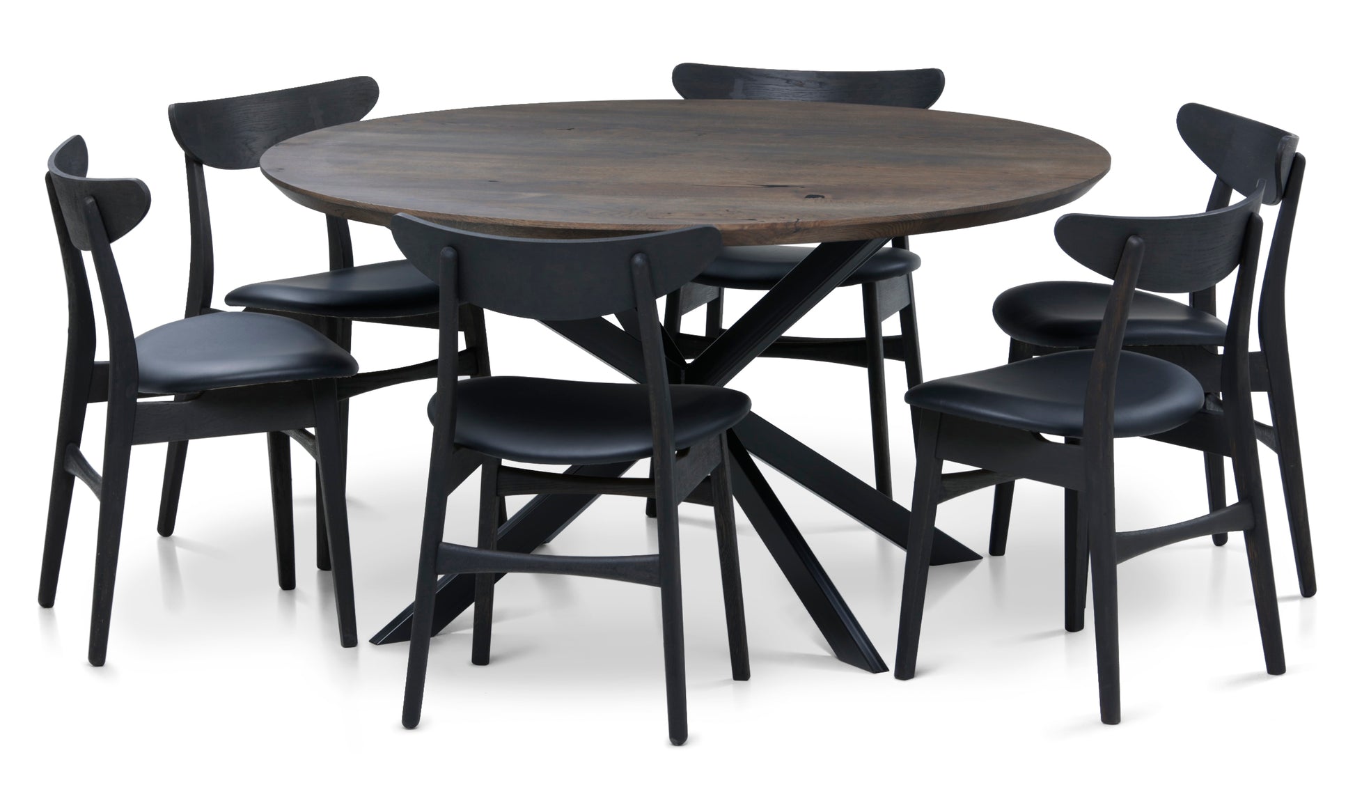 Round Dark Walnut Dining Table Extendable by S10Home